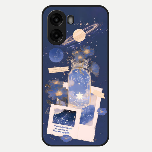  Starlit Cosmic Jar Glass Case For Oppo A6s back cover – full design glossy printed glass finish
