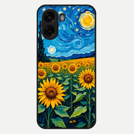  Starry Sunflower Dreams Glass Case For Oppo A6s back cover – full design glossy printed glass finish