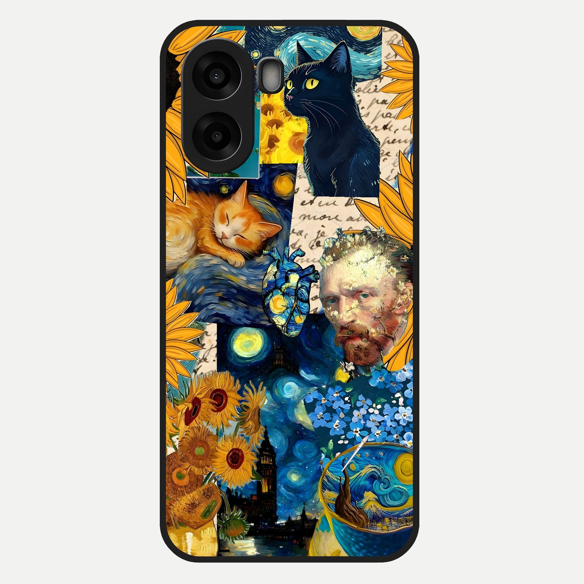  Sunflower Chic Mood Custom Name Glass Case For Oppo A6s back cover – full design glossy printed glass finish