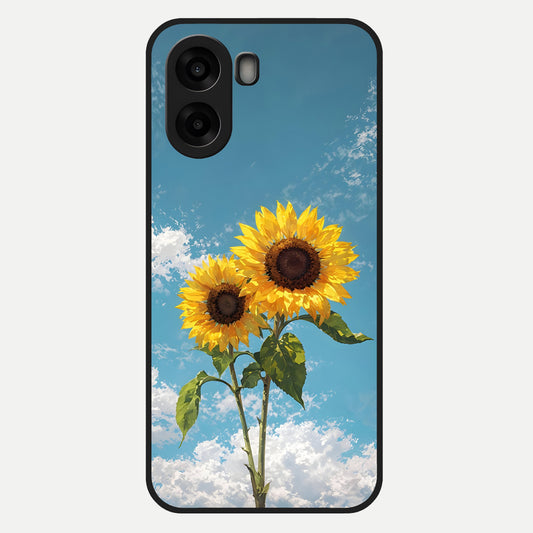  Sunlit Daisy Glow Glass Case For Oppo A6s back cover – full design glossy printed glass finish