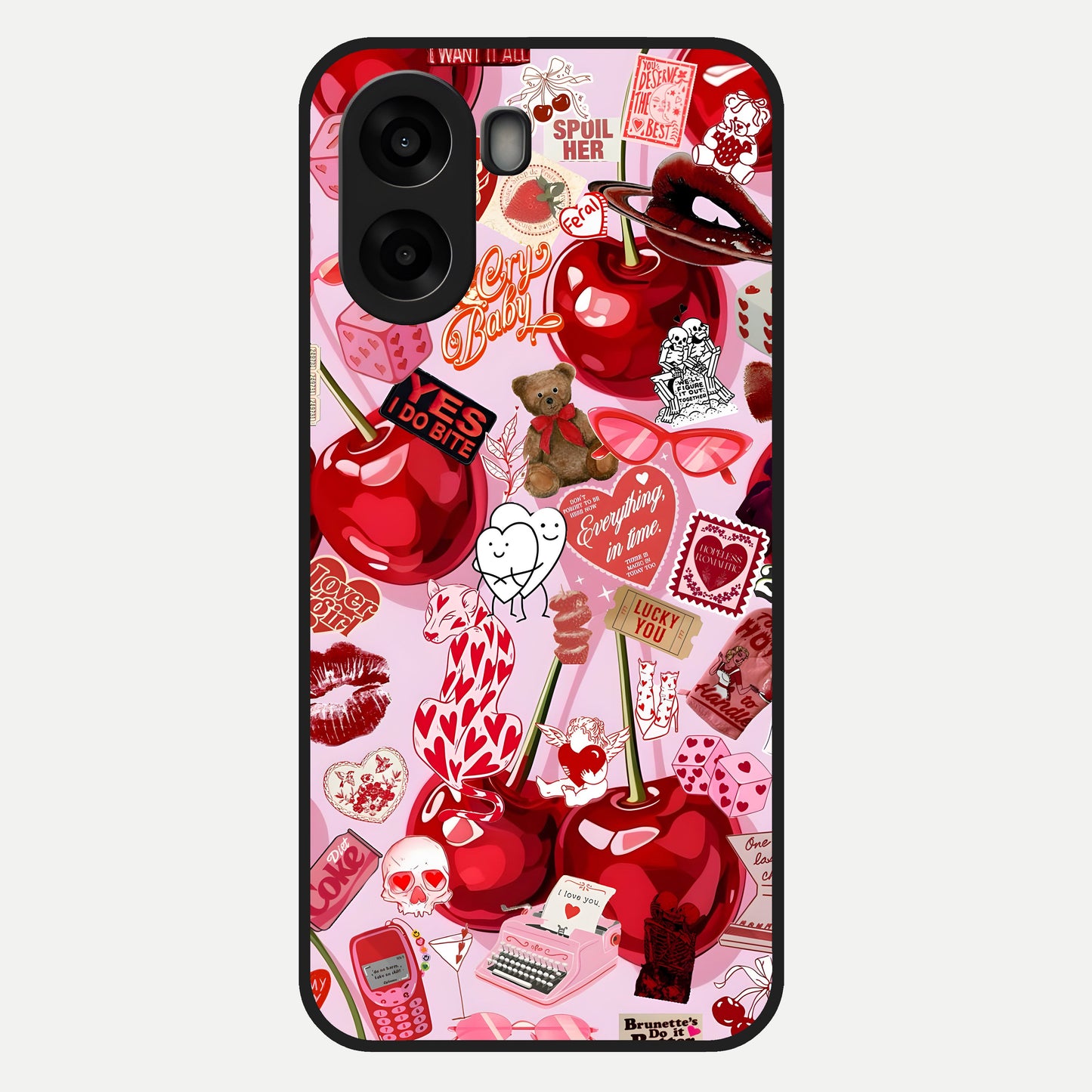  Sweet Cherry Chaos Glass Case For Oppo A6s back cover – full design glossy printed glass finish