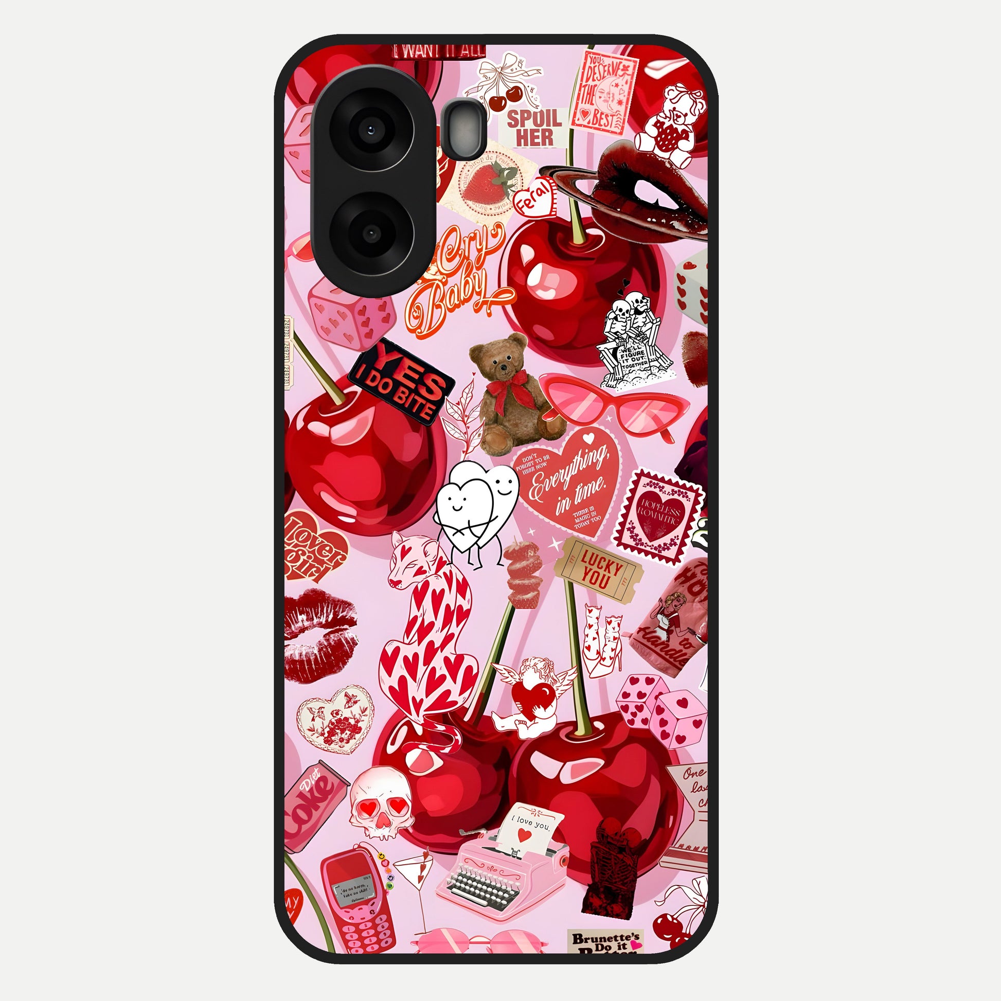  Sweet Cherry Chaos Glass Case For Oppo A6s back cover – full design glossy printed glass finish