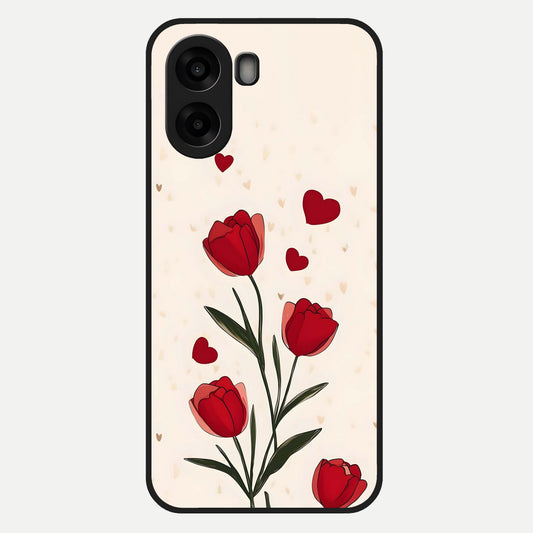  Tulip With Heart Glass Case For Oppo A6s back cover – full design glossy printed glass finish