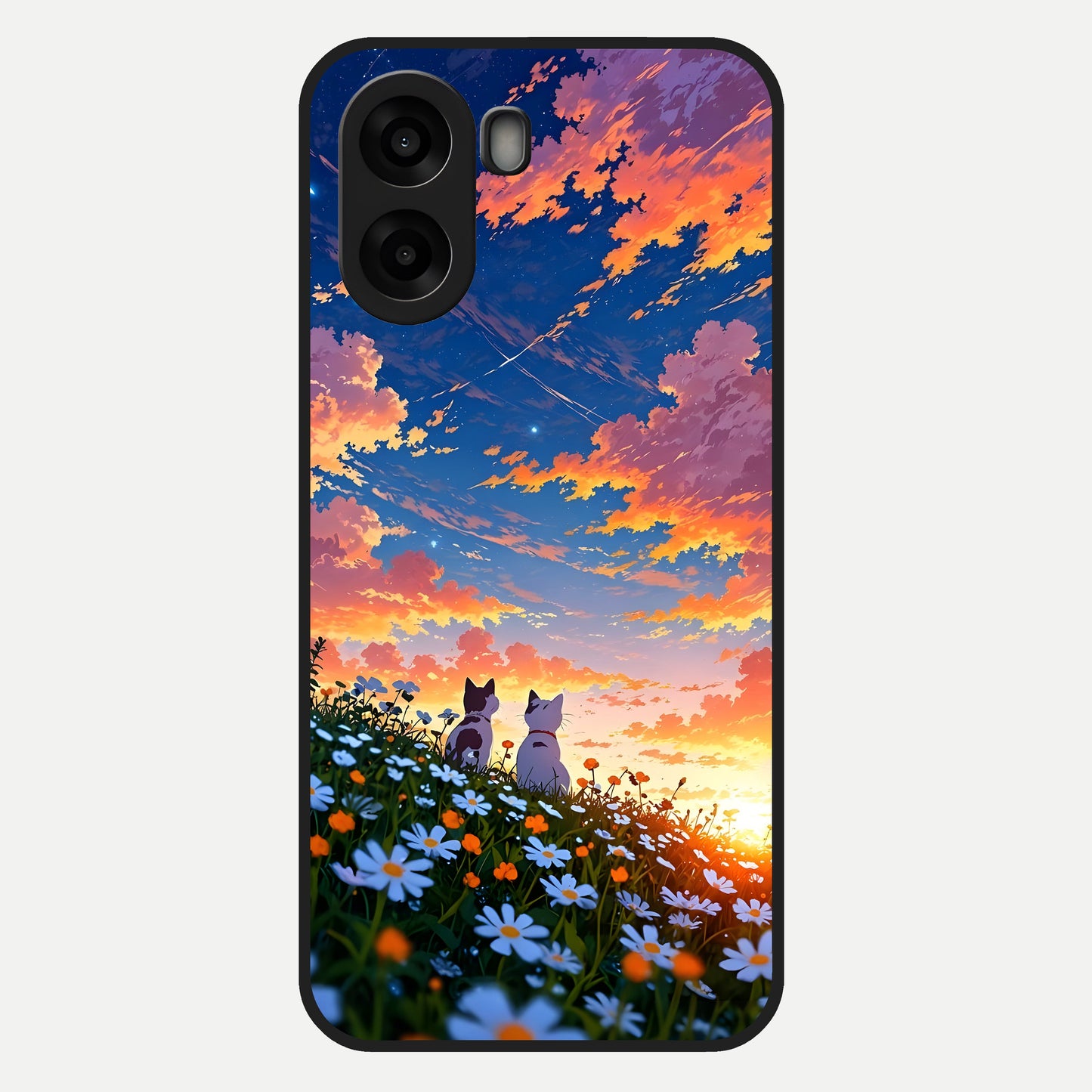  Two Cats Friends Glass Case For Oppo A6s back cover – full design glossy printed glass finish