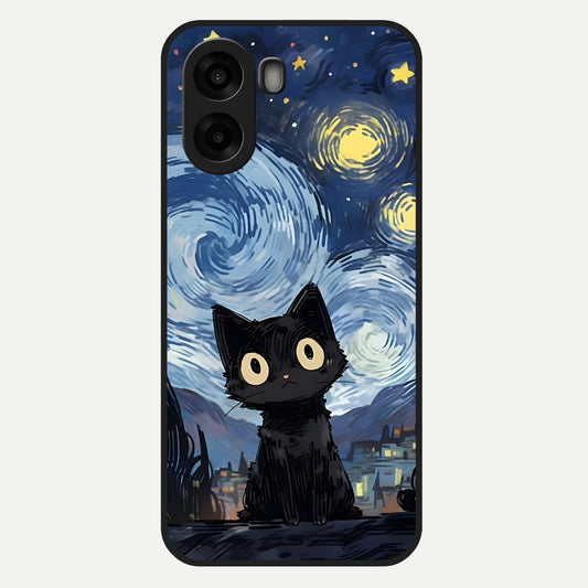  Van Gogh Cat Glass Case For Oppo A6s back cover – full design glossy printed glass finish