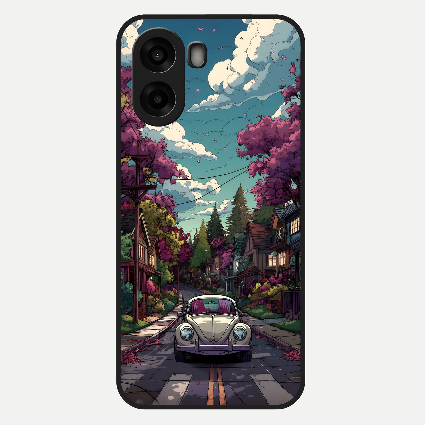  Vintage Street Drive Glass Case For Oppo A6s back cover – full design glossy printed glass finish