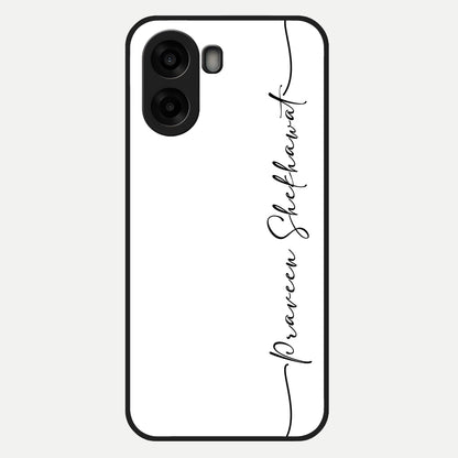 White Tune Custom Name Glass Case For Oppo A6s back cover – personalized glossy printed glass finish