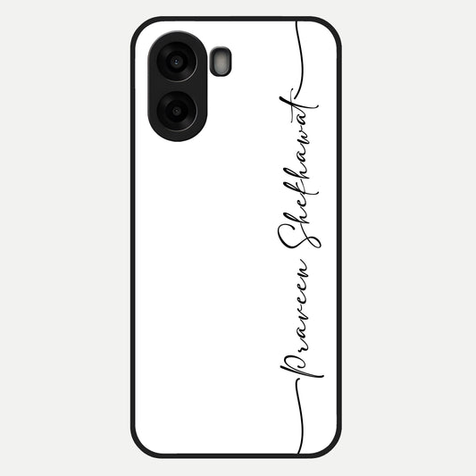  White Tune Custom Name Glass Case For Oppo A6s back cover – personalized glossy printed glass finish