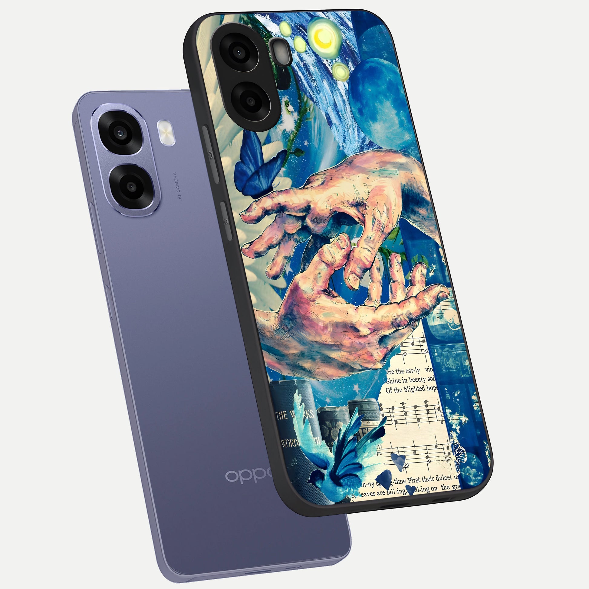  Aesthetic Divider phone case For Oppo A6s showing premium glass back cover with detailed artwork