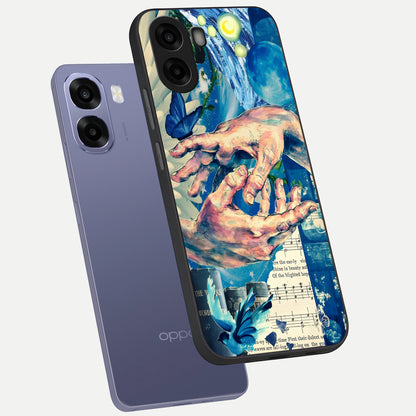  Aesthetic Divider phone case For Oppo A6s showing premium glass back cover with detailed artwork