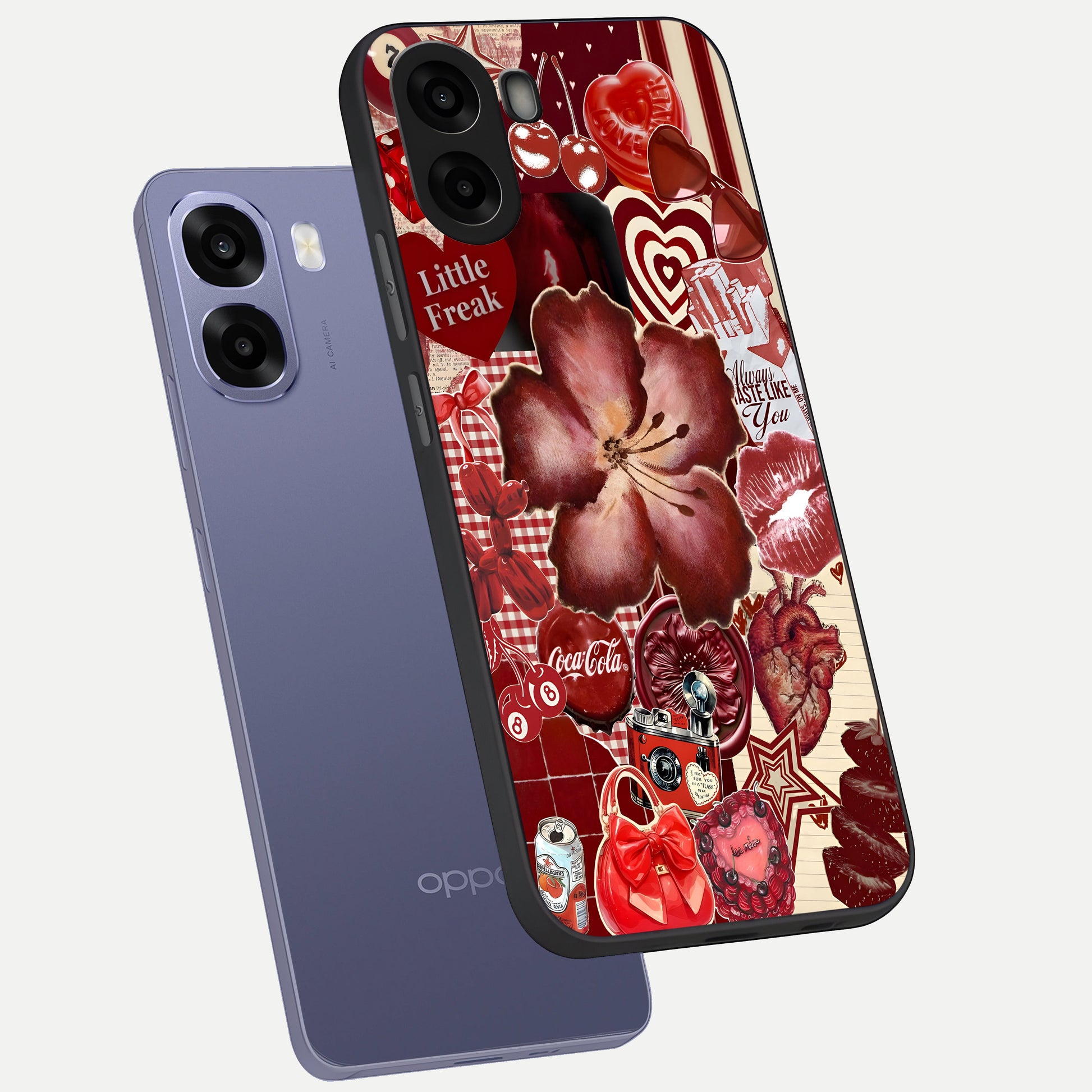  Aesthetic Little Freak phone case For Oppo A6s showing premium glass back cover with detailed artwork