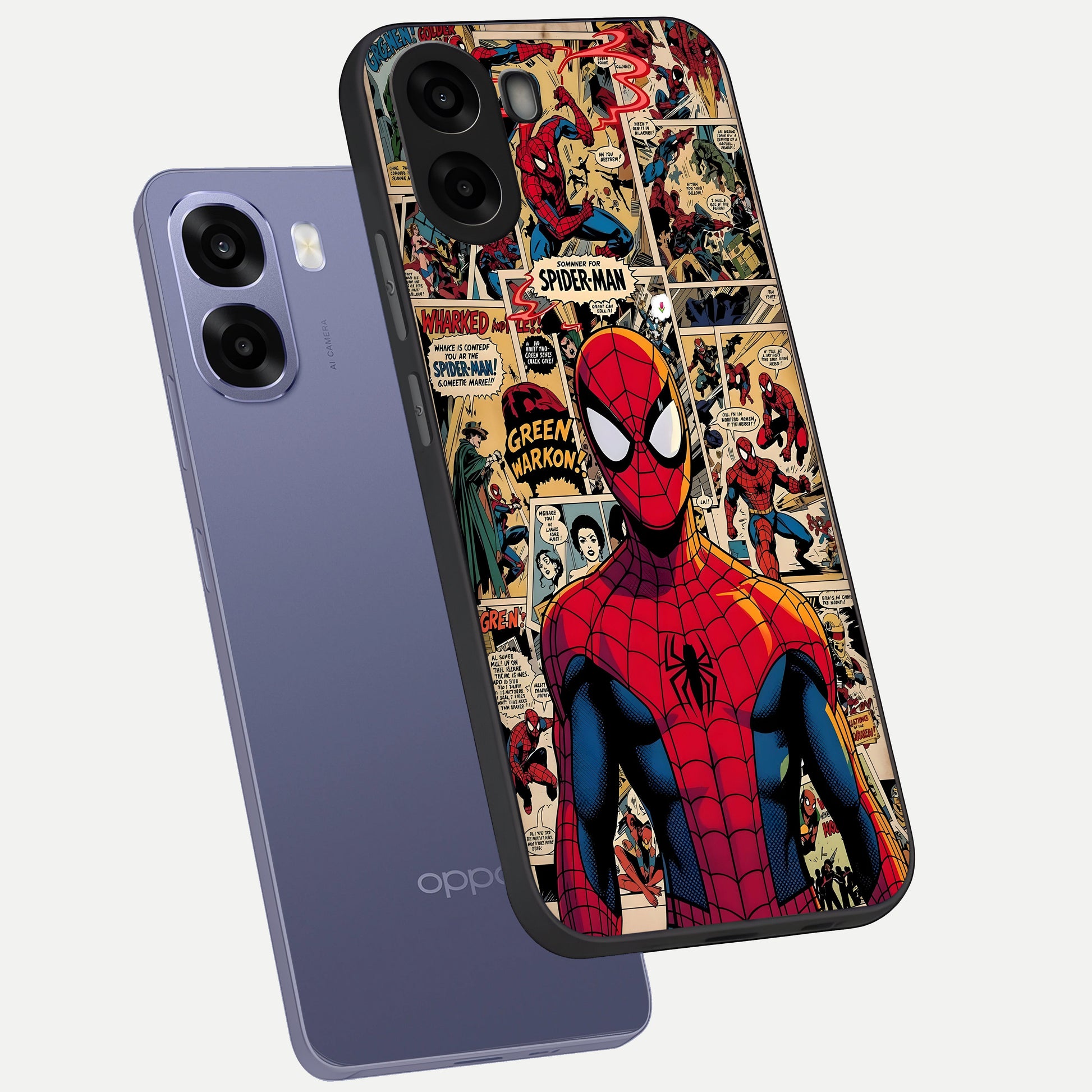  Aesthetic Spider phone case For Oppo A6s showing premium glass back cover with detailed artwork