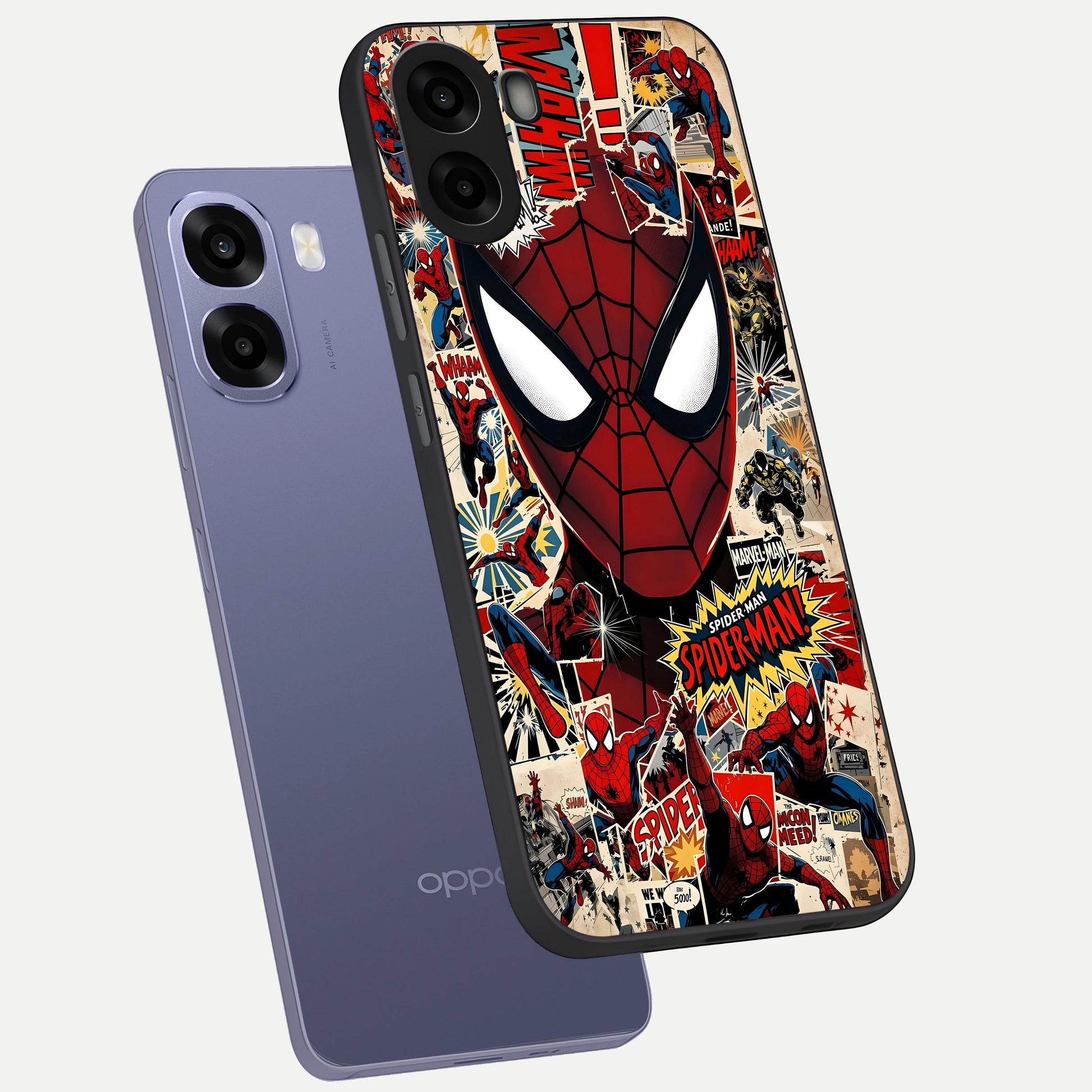  Aesthetic Wonder Spider phone case For Oppo A6s showing premium glass back cover with detailed artwork