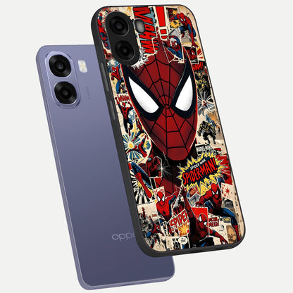  Aesthetic Wonder Spider phone case For Oppo A6s showing premium glass back cover with detailed artwork