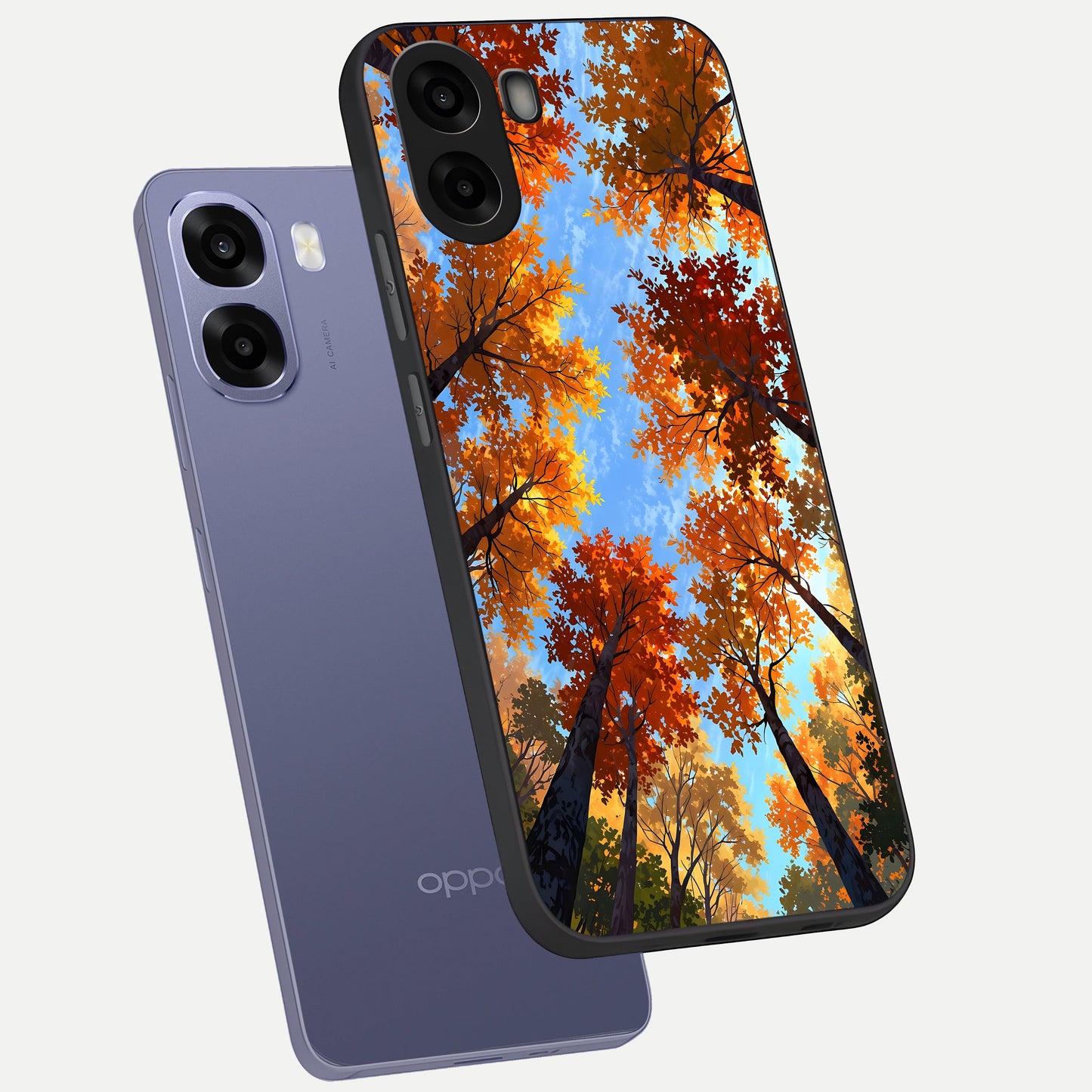  Autumn Sky Rise phone case For Oppo A6s showing premium glass back cover with detailed artwork