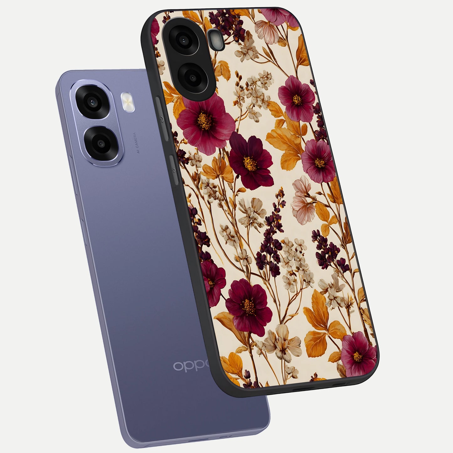  Autumn Wine Bloom phone case For Oppo A6s showing premium glass back cover with detailed artwork