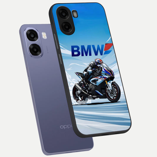  BMW Power Drift phone case For Oppo A6s showing premium glass back cover with detailed artwork