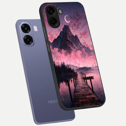  Beautiful Mountain View phone case For Oppo A6s showing premium glass back cover with detailed artwork