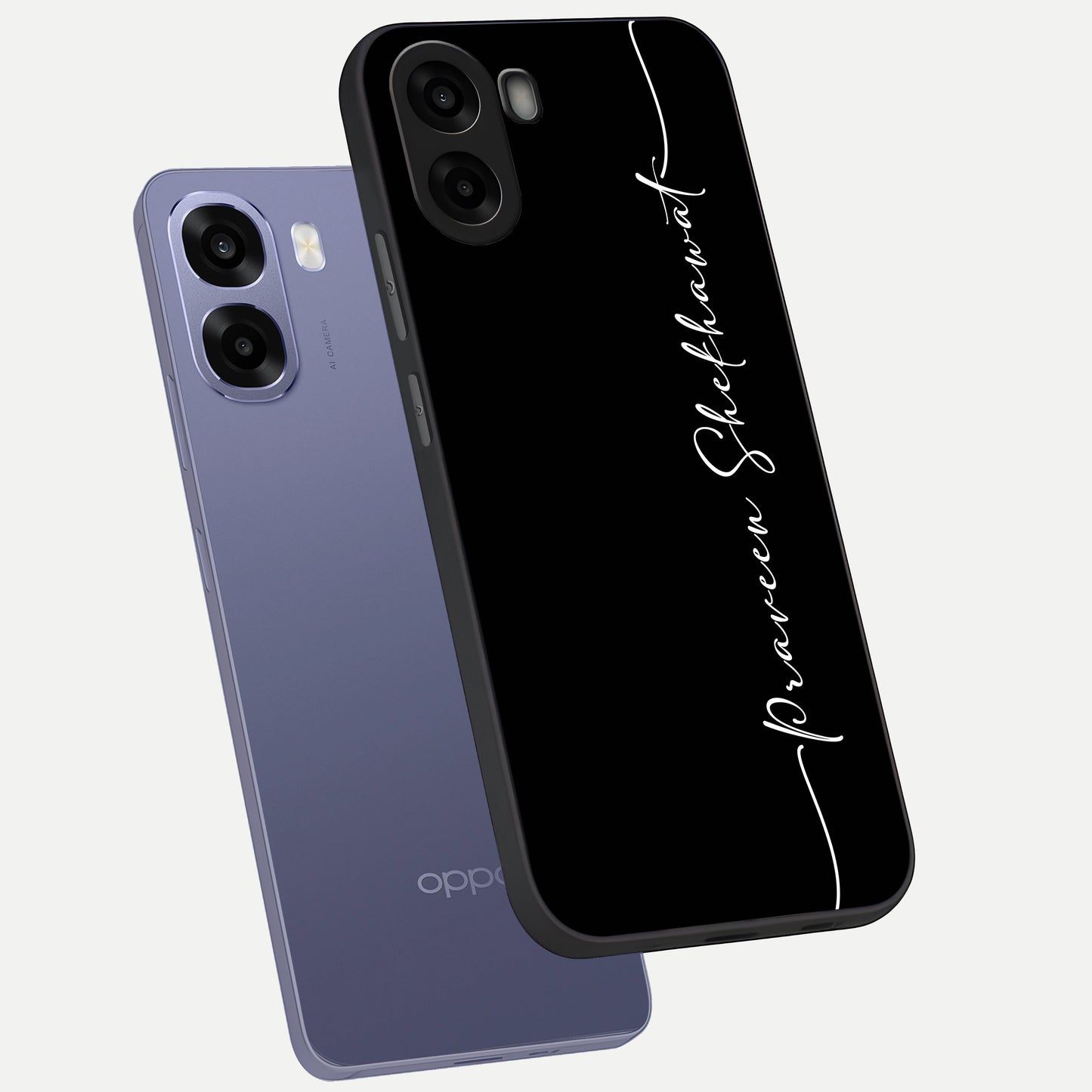  Black Tune Custom Name phone case For Oppo A6s showing premium glass back cover with detailed artwork