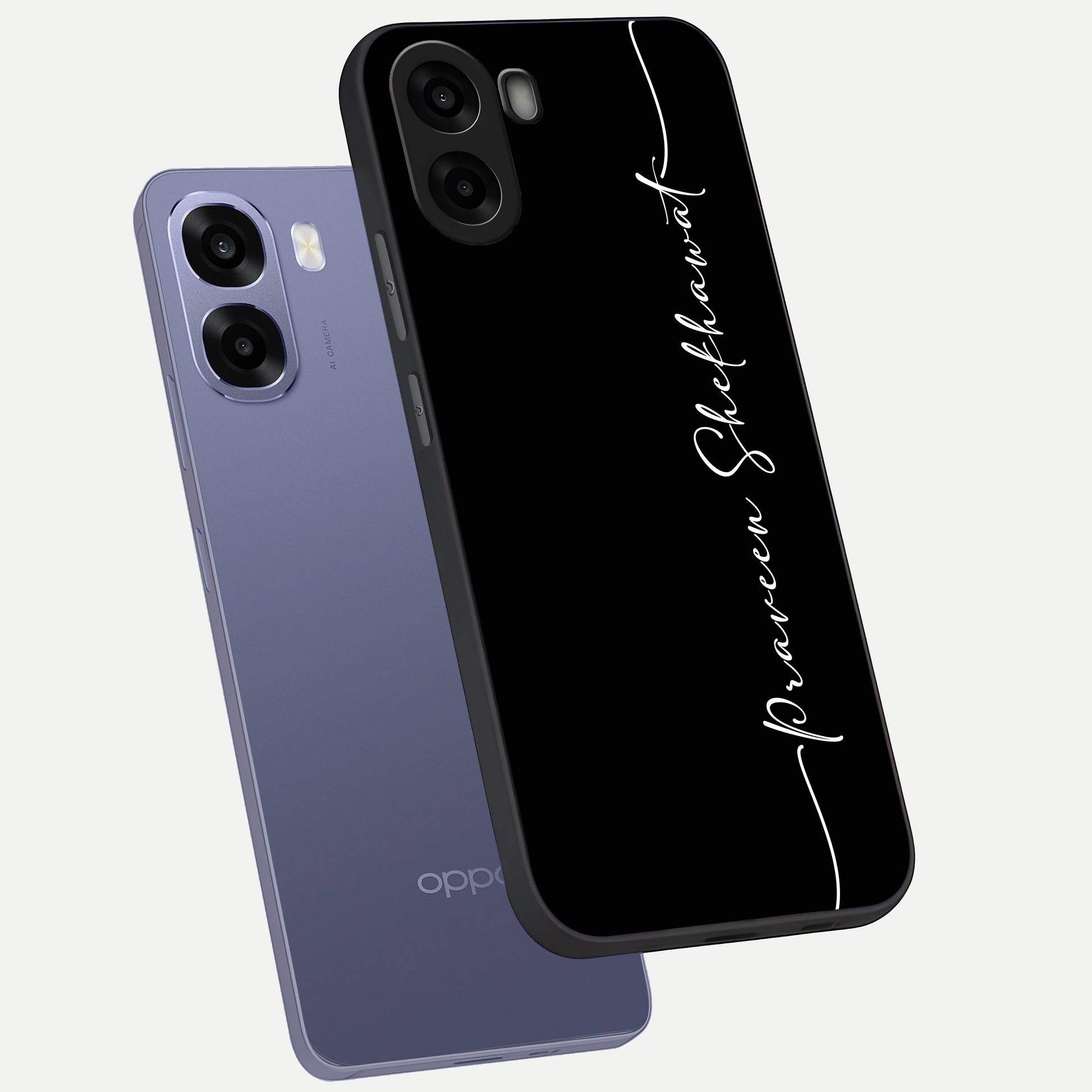  Black Tune Custom Name phone case For Oppo A6s showing premium glass back cover with detailed artwork