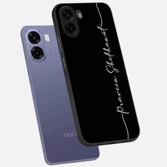  Black Tune Custom Name phone case For Oppo A6s showing premium glass back cover with detailed artwork