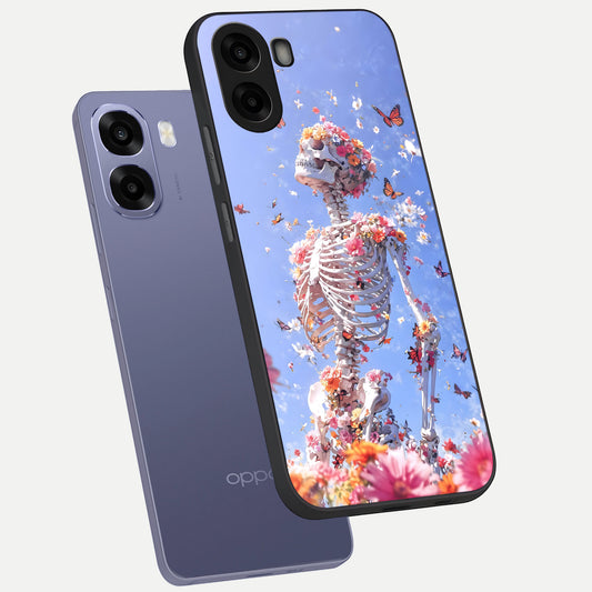  Bloom Beyond Bones phone case For Oppo A6s showing premium glass back cover with detailed artwork