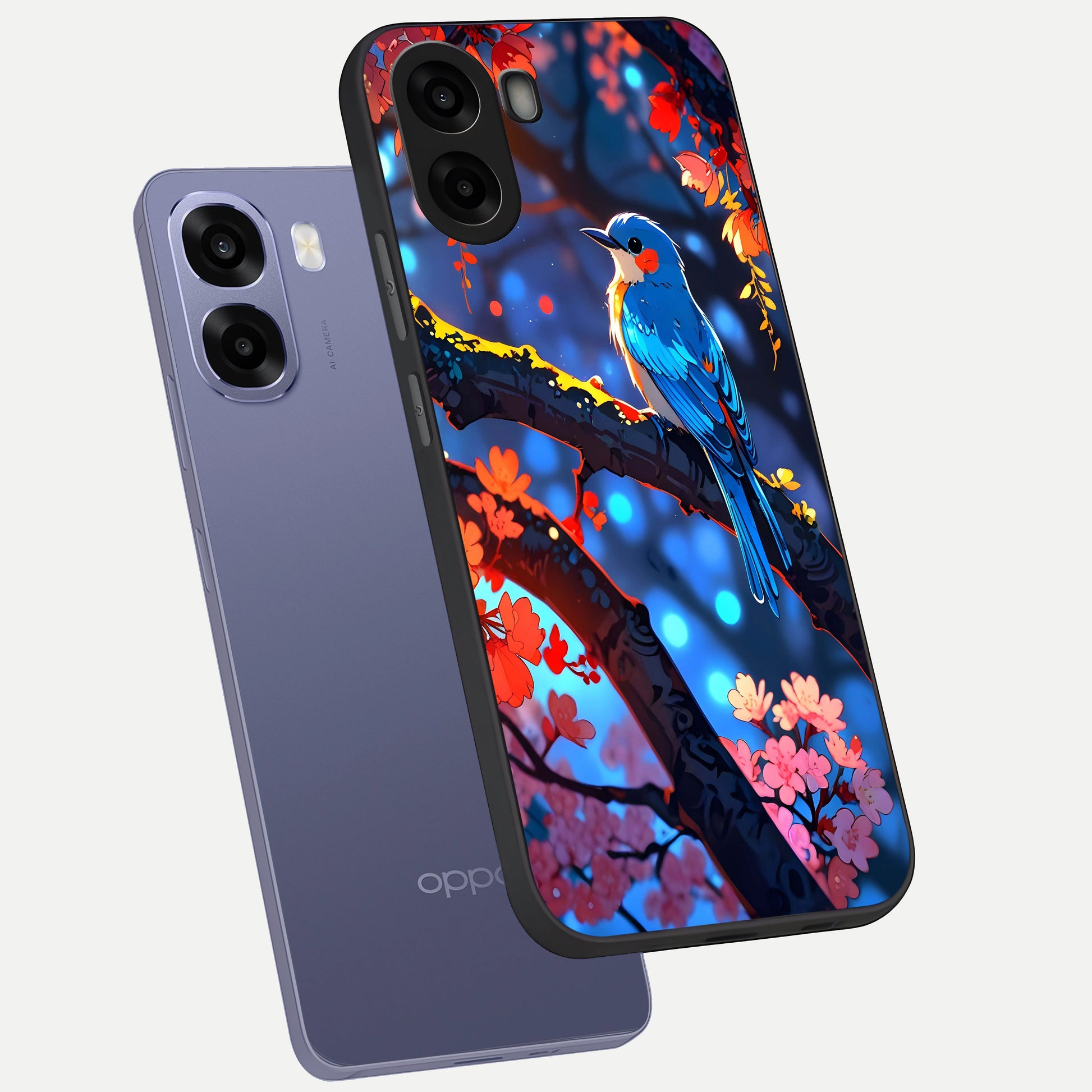  Blooming Water Drift phone case For Oppo A6s showing premium glass back cover with detailed artwork