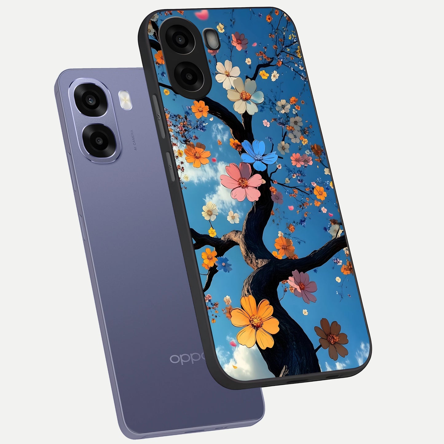  Blossom Dream Sky phone case For Oppo A6s showing premium glass back cover with detailed artwork