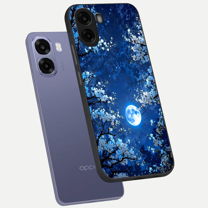  Blossom Moonlight Sky phone case For Oppo A6s showing premium glass back cover with detailed artwork
