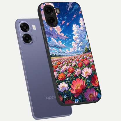  Blossom Sky Field phone case For Oppo A6s showing premium glass back cover with detailed artwork