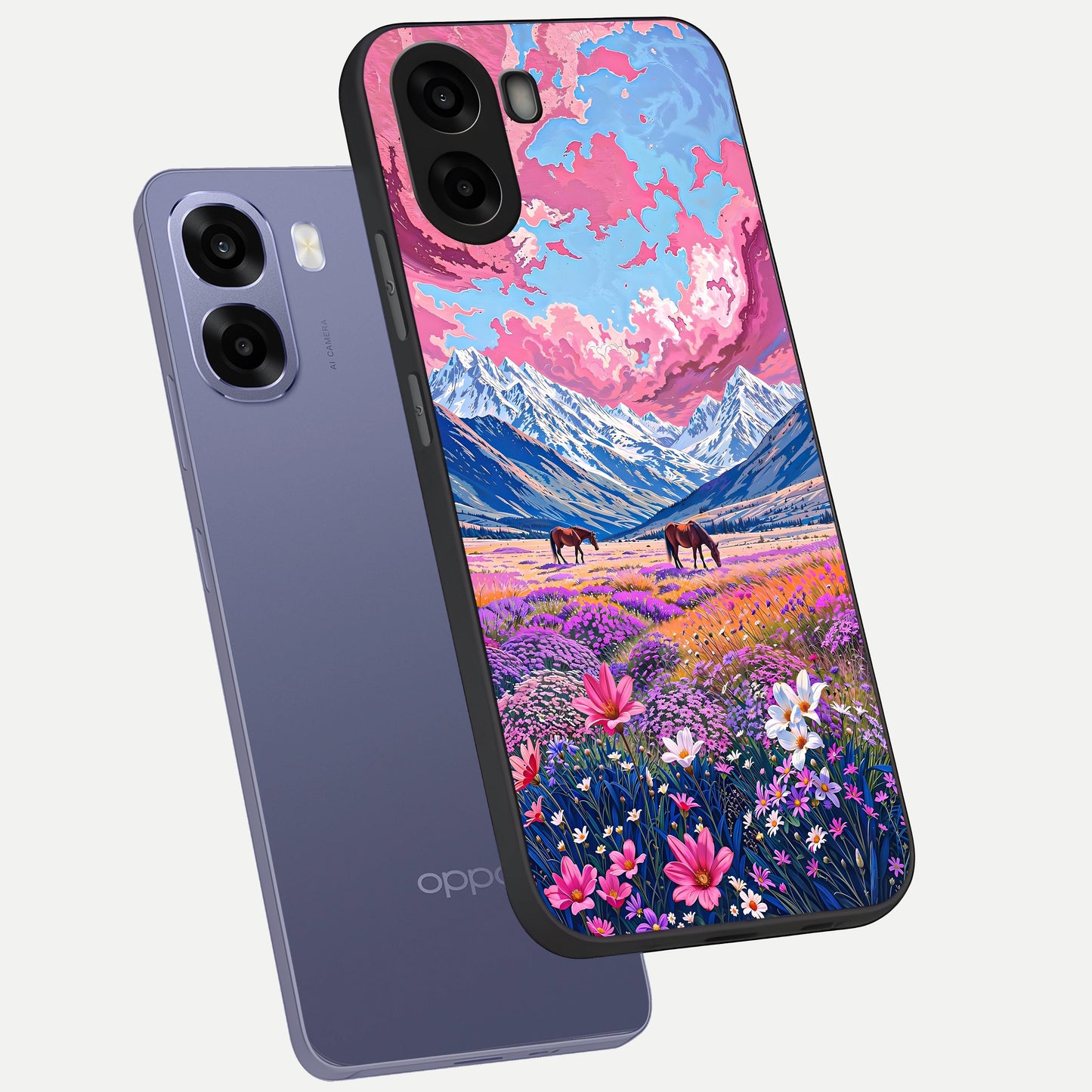  Blossom Valley Dream phone case For Oppo A6s showing premium glass back cover with detailed artwork