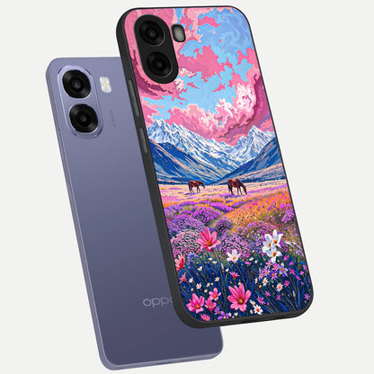  Blossom Valley Dream phone case For Oppo A6s showing premium glass back cover with detailed artwork