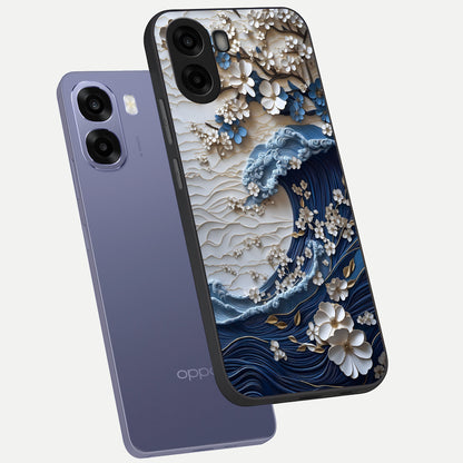  Blossom Wave Art phone case For Oppo A6s showing premium glass back cover with detailed artwork
