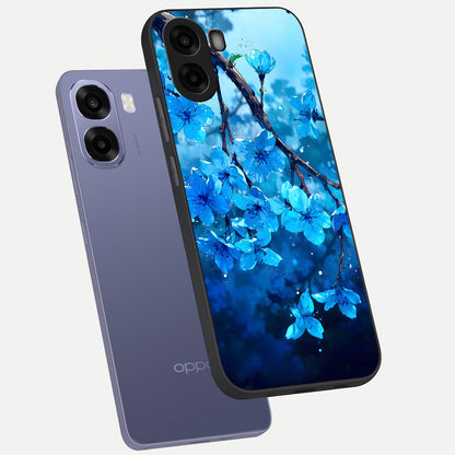 Blue Blossoms Branch phone case For Oppo A6s showing premium glass back cover with detailed artwork
