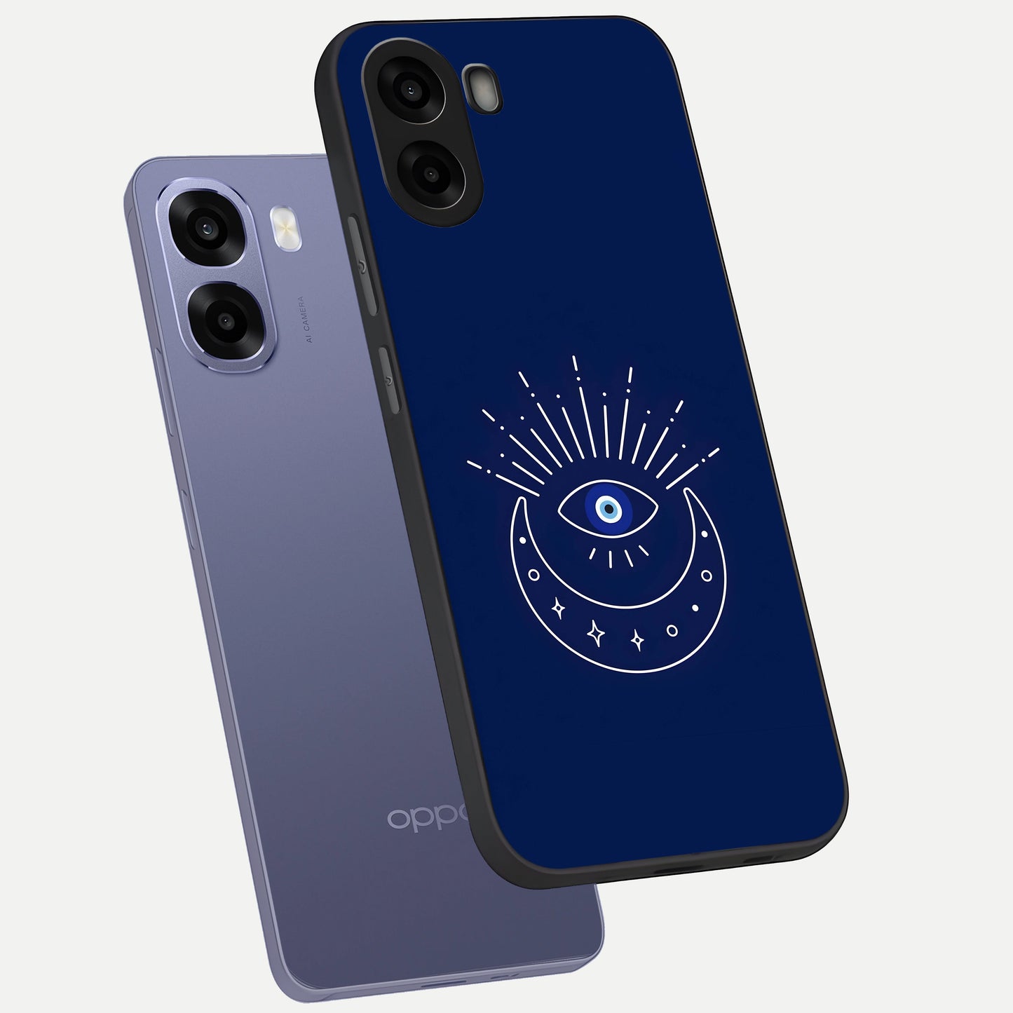  Blue Evil Eye phone case For Oppo A6s showing premium glass back cover with detailed artwork