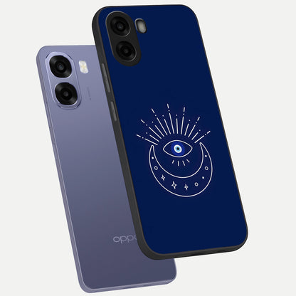  Blue Evil Eye phone case For Oppo A6s showing premium glass back cover with detailed artwork
