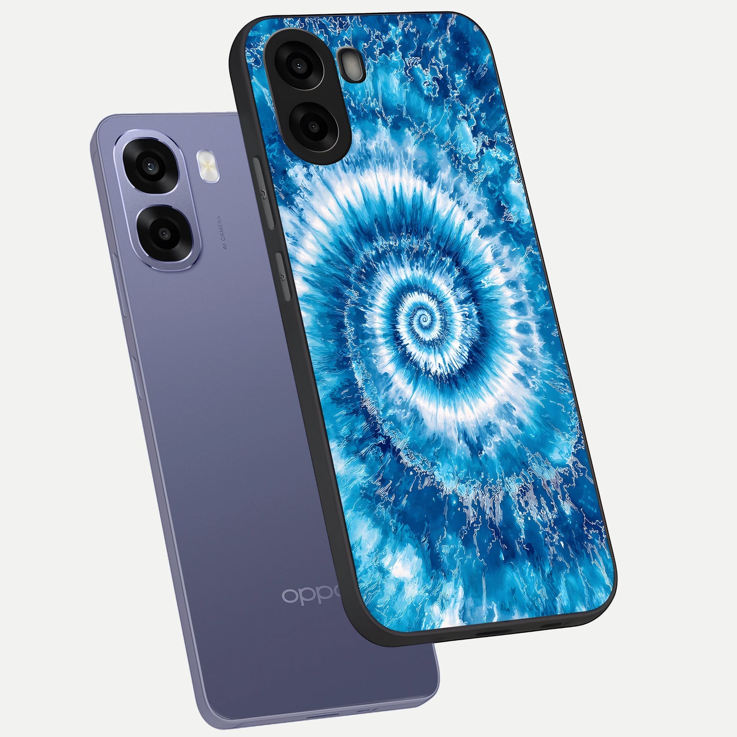  Blue Galaxy Wave phone case For Oppo A6s showing premium glass back cover with detailed artwork