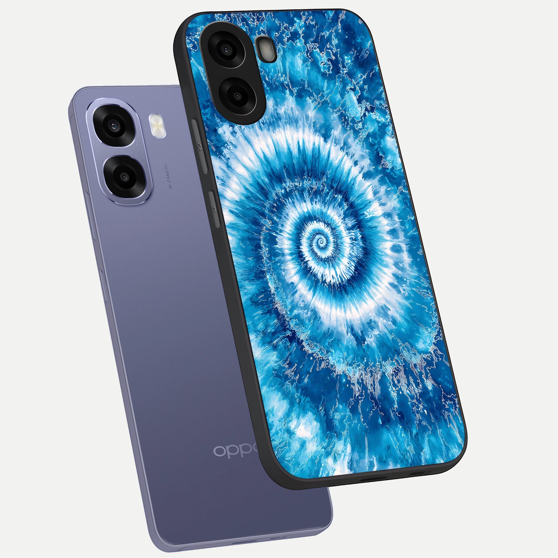  Blue Galaxy Wave phone case For Oppo A6s showing premium glass back cover with detailed artwork