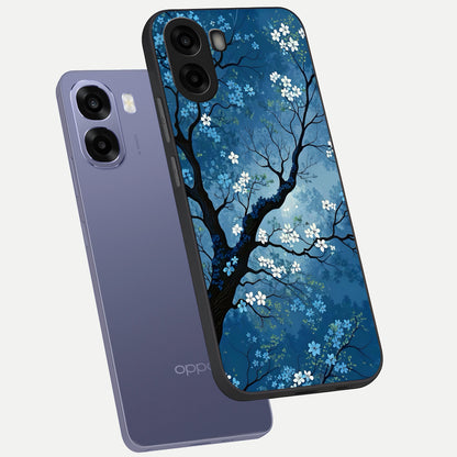  Blue Tree Serenity phone case For Oppo A6s showing premium glass back cover with detailed artwork