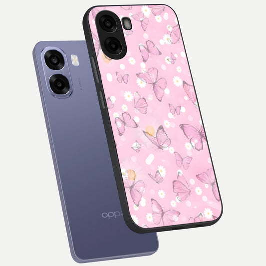  Blush Butterfly Garden phone case For Oppo A6s showing premium glass back cover with detailed artwork