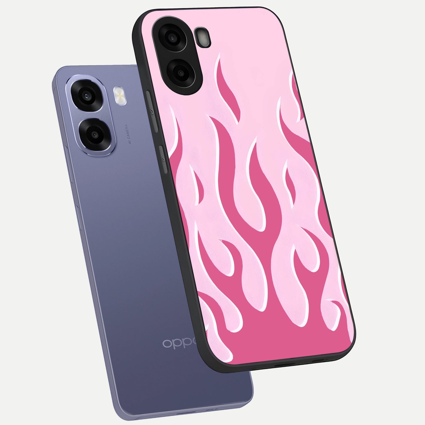  Blush Flame Energy phone case For Oppo A6s showing premium glass back cover with detailed artwork