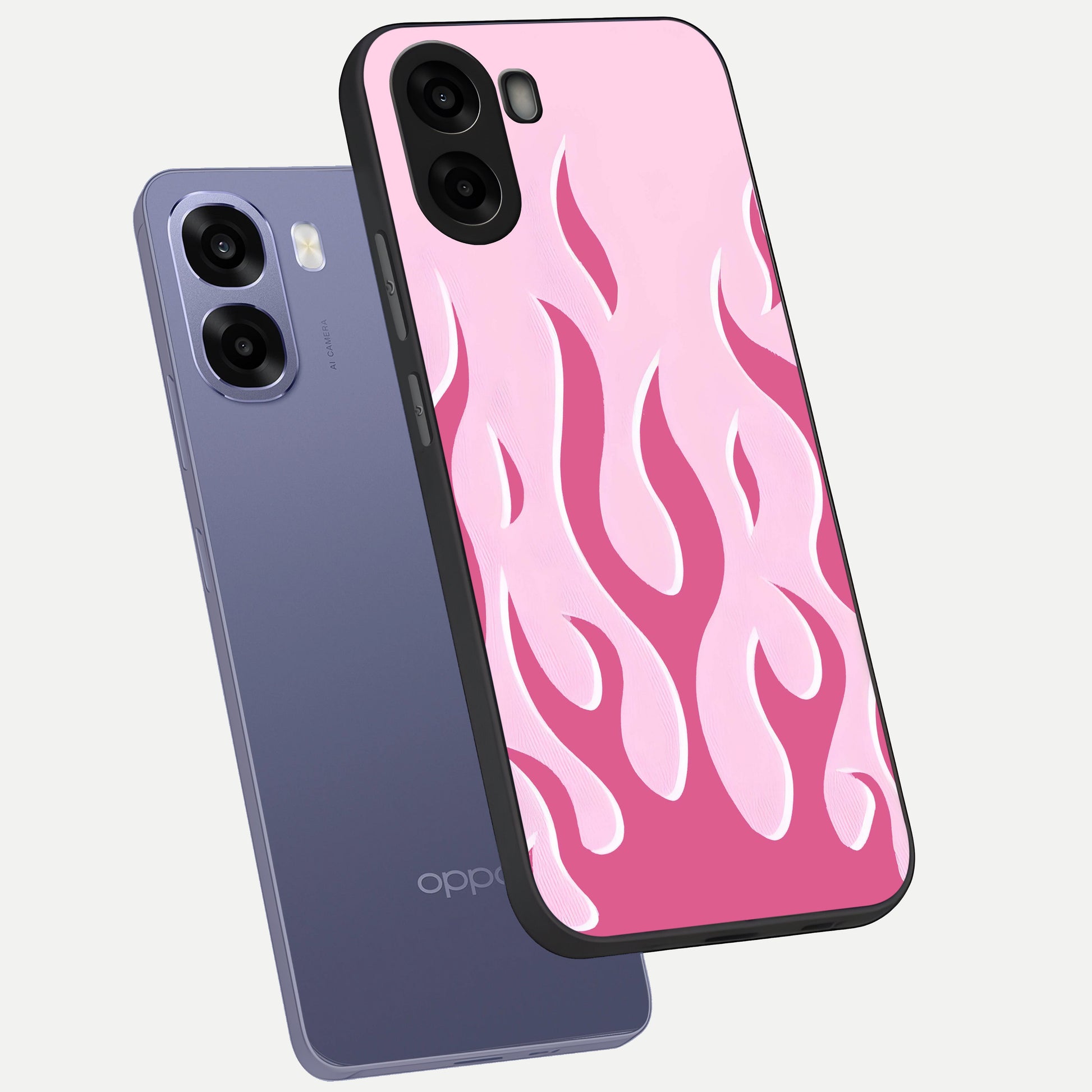  Blush Flame Energy phone case For Oppo A6s showing premium glass back cover with detailed artwork