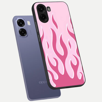  Blush Flame Energy phone case For Oppo A6s showing premium glass back cover with detailed artwork