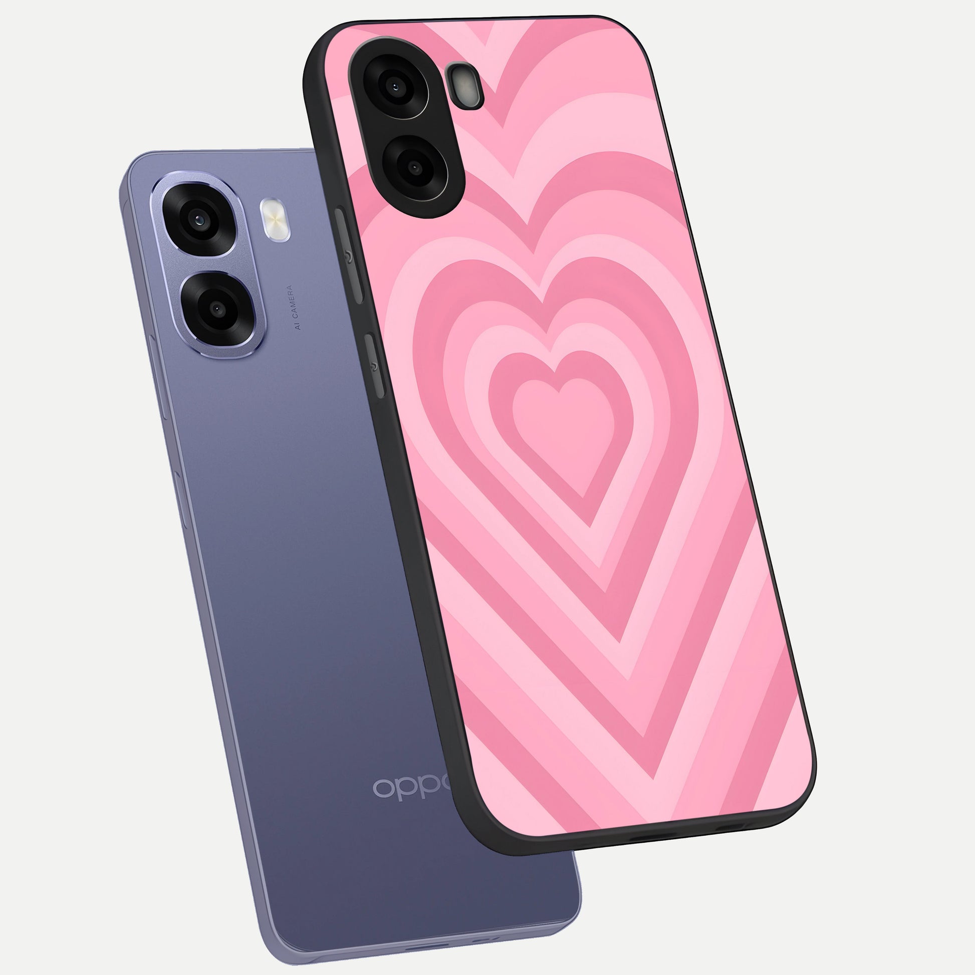  Blush Heart Waves phone case For Oppo A6s showing premium glass back cover with detailed artwork