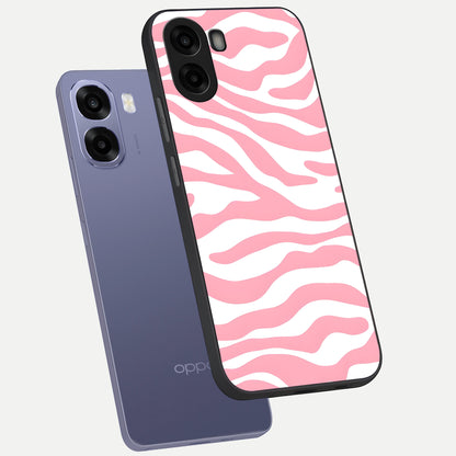  Blush Zebra Flow phone case For Oppo A6s showing premium glass back cover with detailed artwork