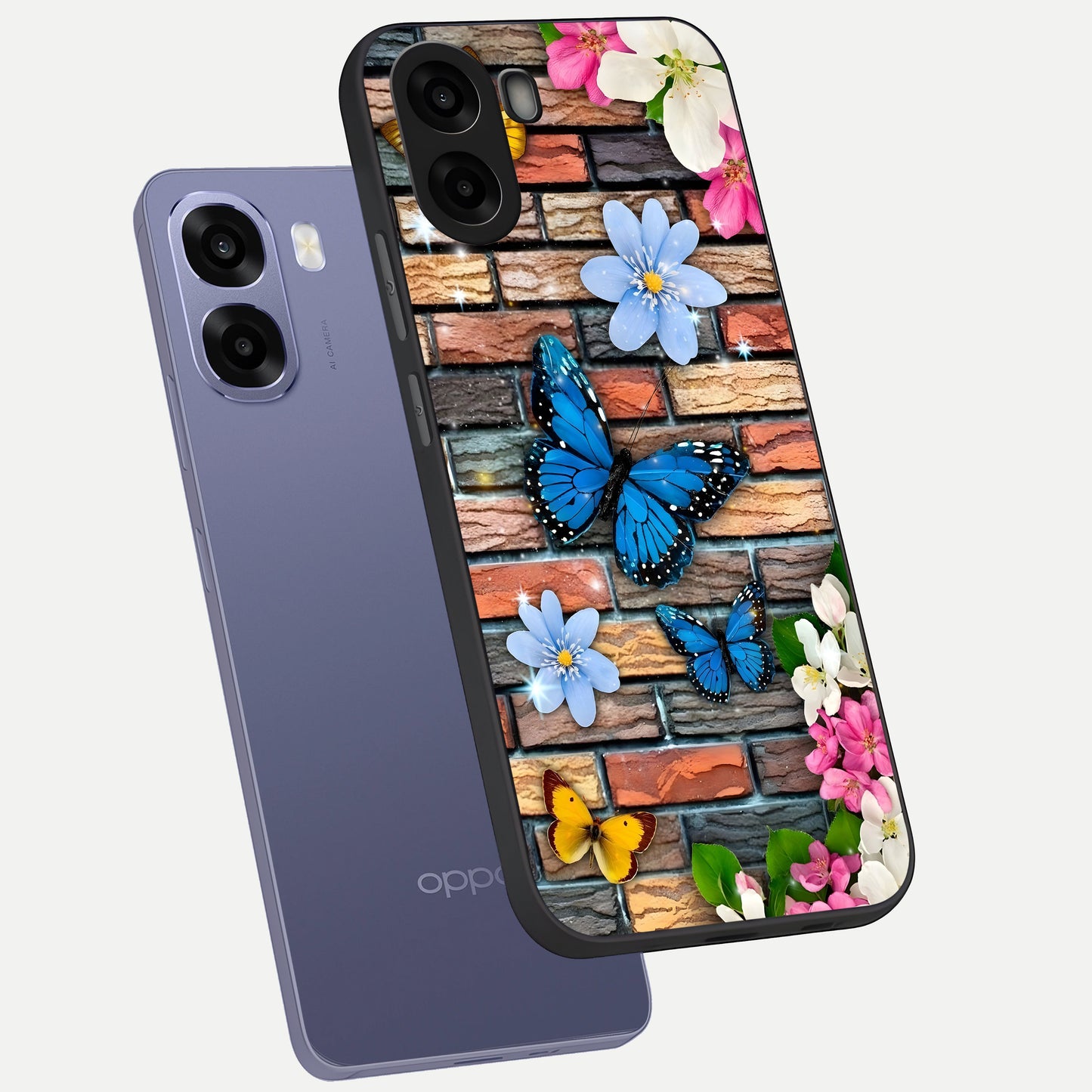  Brick Bloom Flight phone case For Oppo A6s showing premium glass back cover with detailed artwork