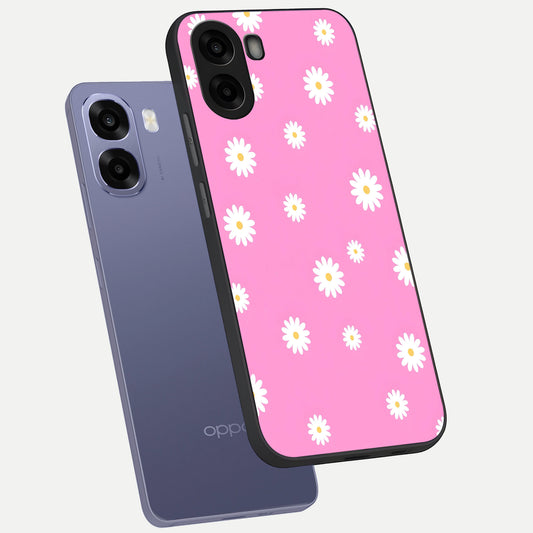  Bubblegum Daisy Pop phone case For Oppo A6s showing premium glass back cover with detailed artwork