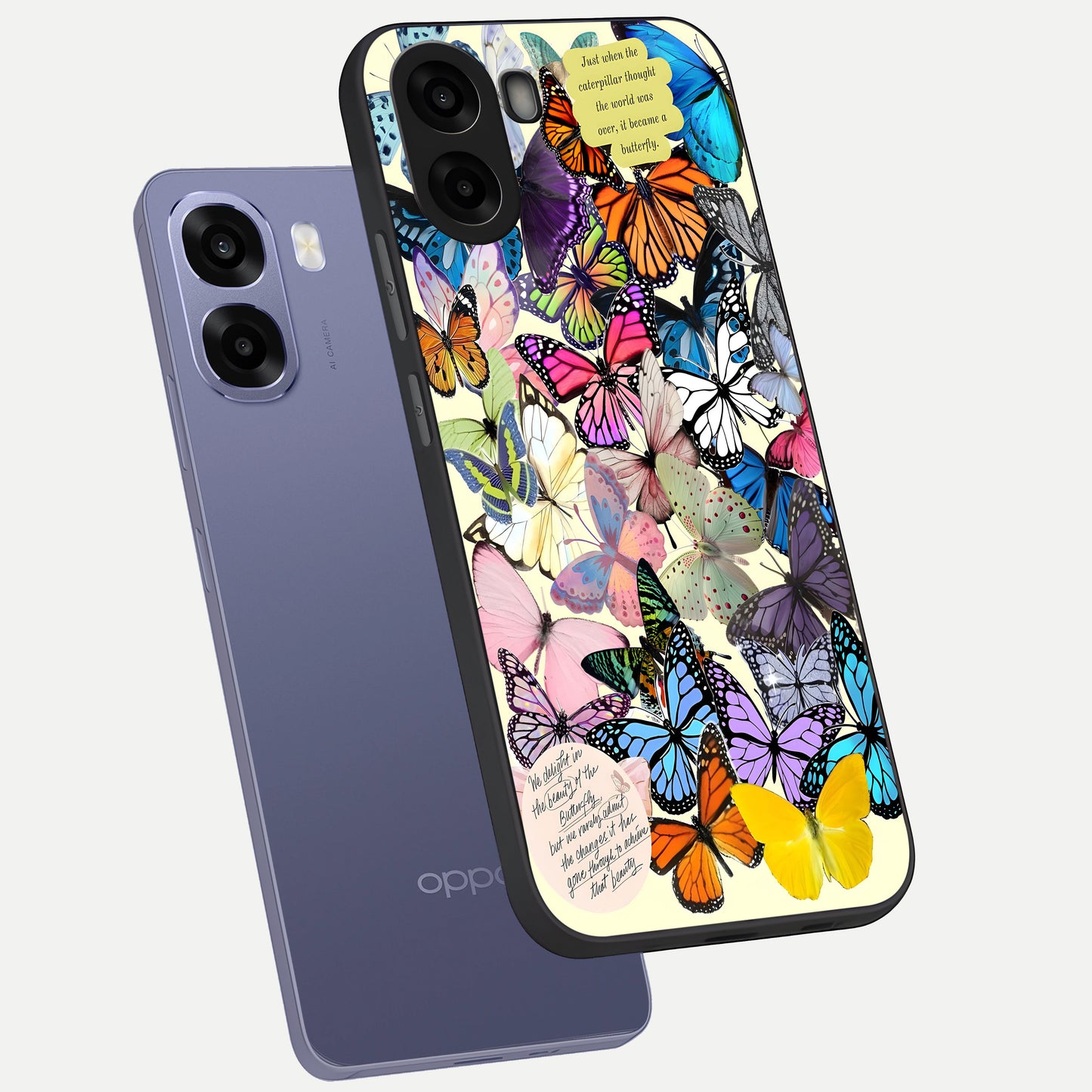 Butterflies Petal Dream phone case For Oppo A6s showing premium glass back cover with detailed artwork