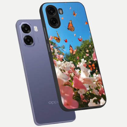  Butterflies In Bloom Sky phone case For Oppo A6s showing premium glass back cover with detailed artwork