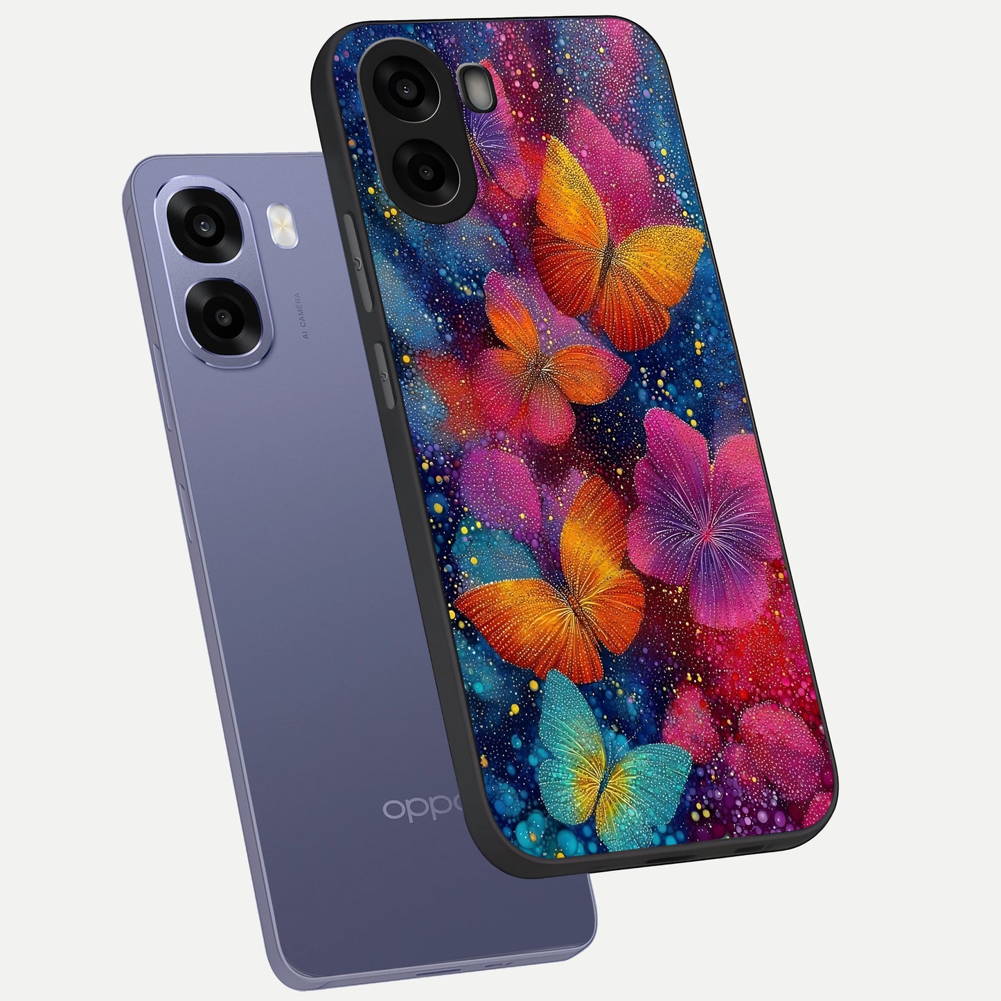  Butterfly Dream Mist phone case For Oppo A6s showing premium glass back cover with detailed artwork